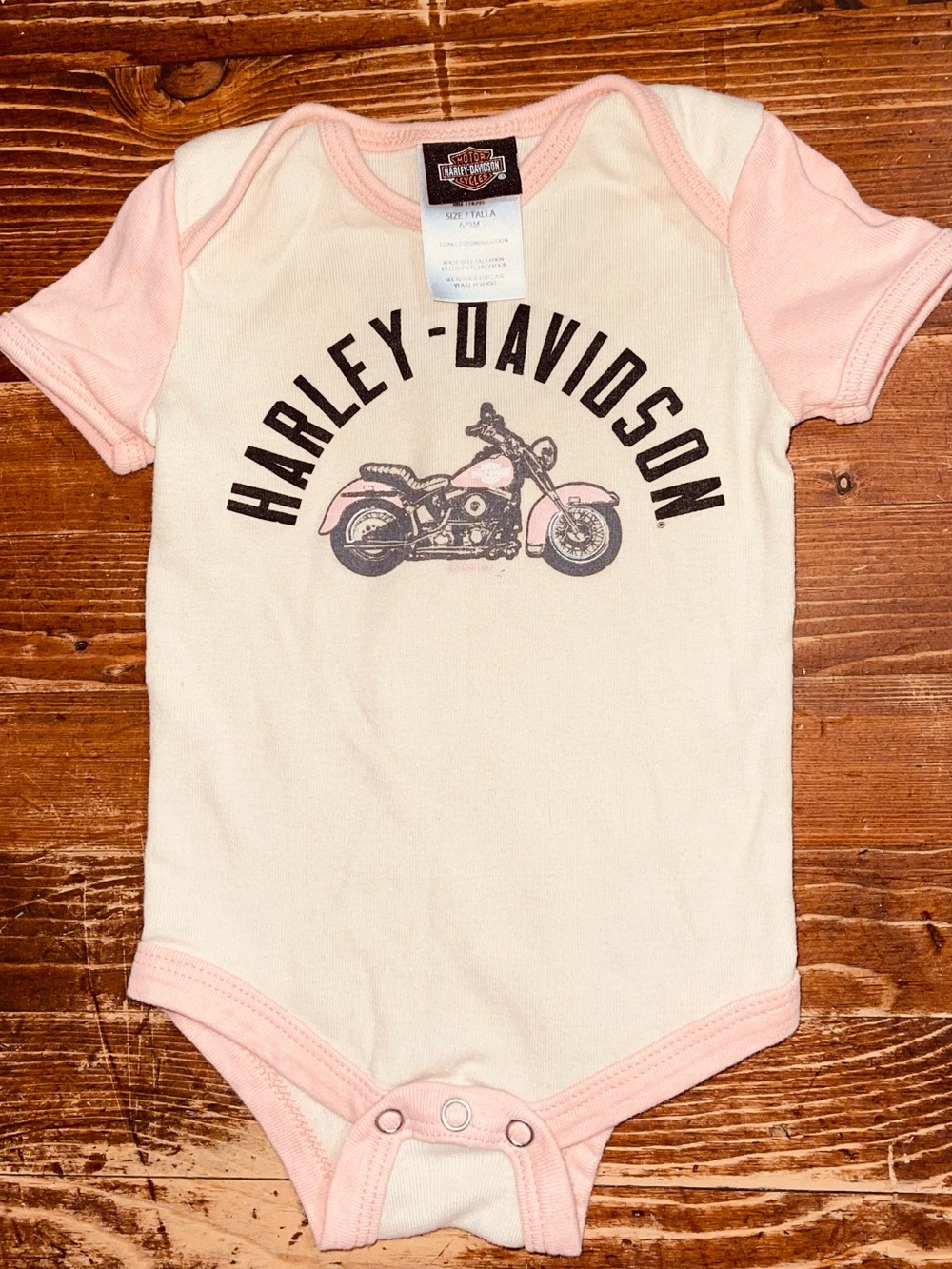 Harley-Davidson Pink & Cream Infant Tee with Black Logo
